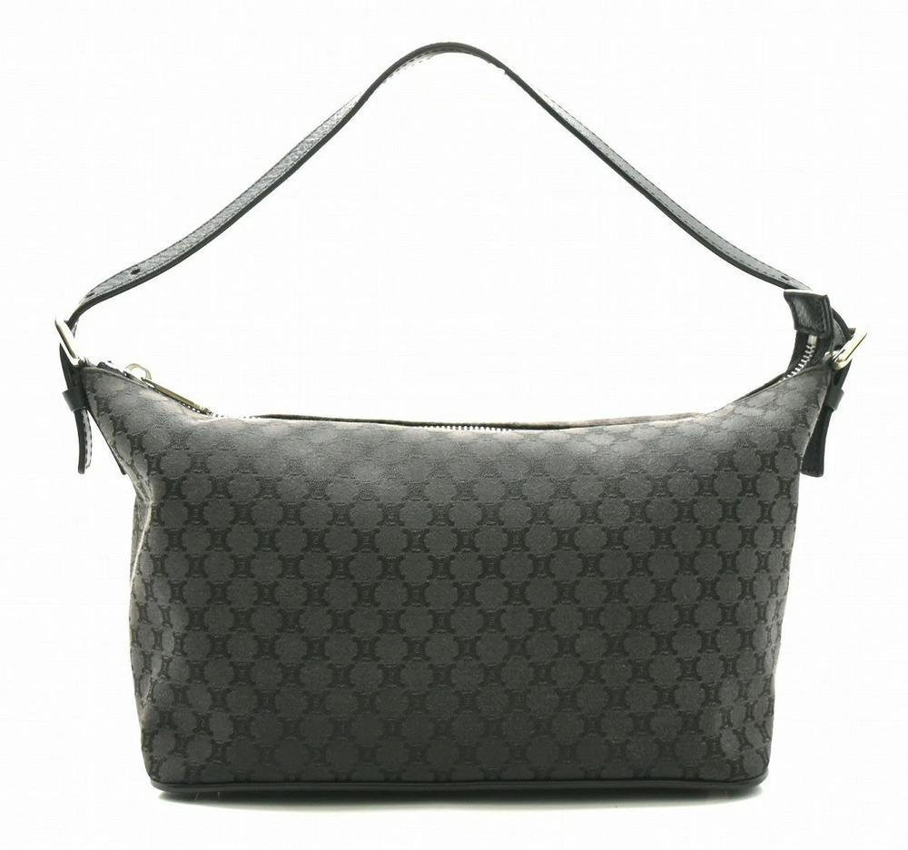 Celine C Blazon Macadam Hobo Bag Canvas Leather Black